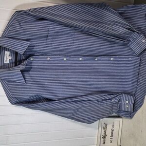 Dior Buttondown Blue Pinstripe Chemise XL